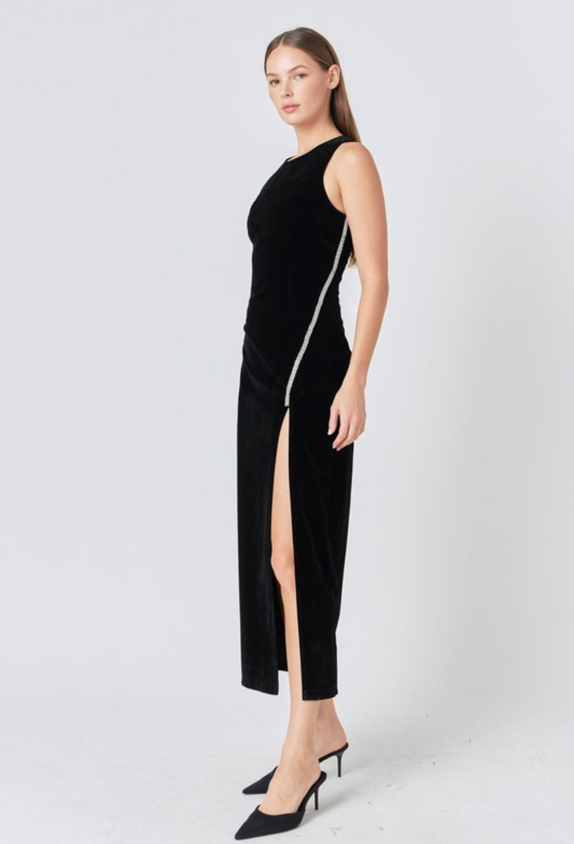 Jewel Trim Velvet Dress – NDS Boutique