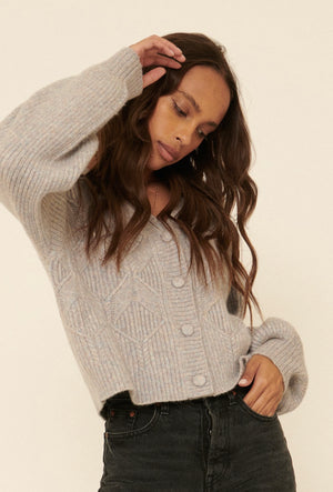 Cable Knit Button Up Sweater