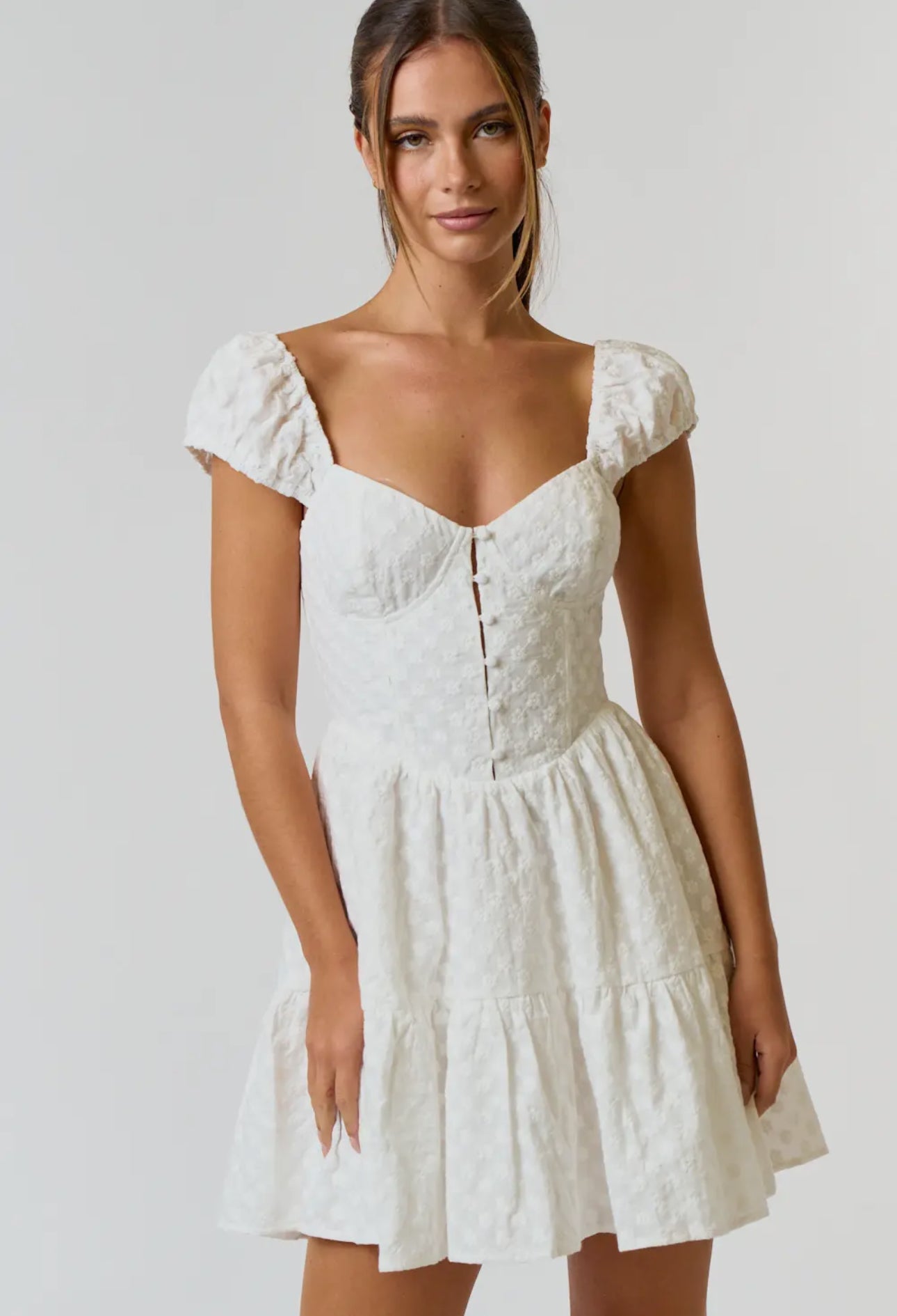 Cotton Eyelet Puff Sleeve Babydoll Dress – NDS Boutique Cotton Eyelet Puff Sleeve Babydoll Dress – NDS Boutique