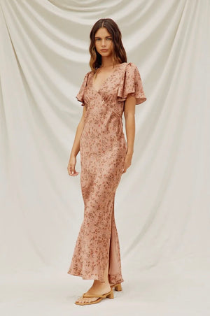 Go Get Em Flutter Sleeve Maxi Dress