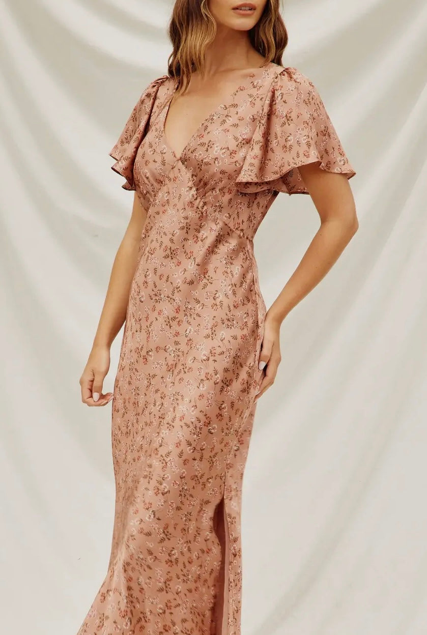 Go Get Em Flutter Sleeve Maxi Dress