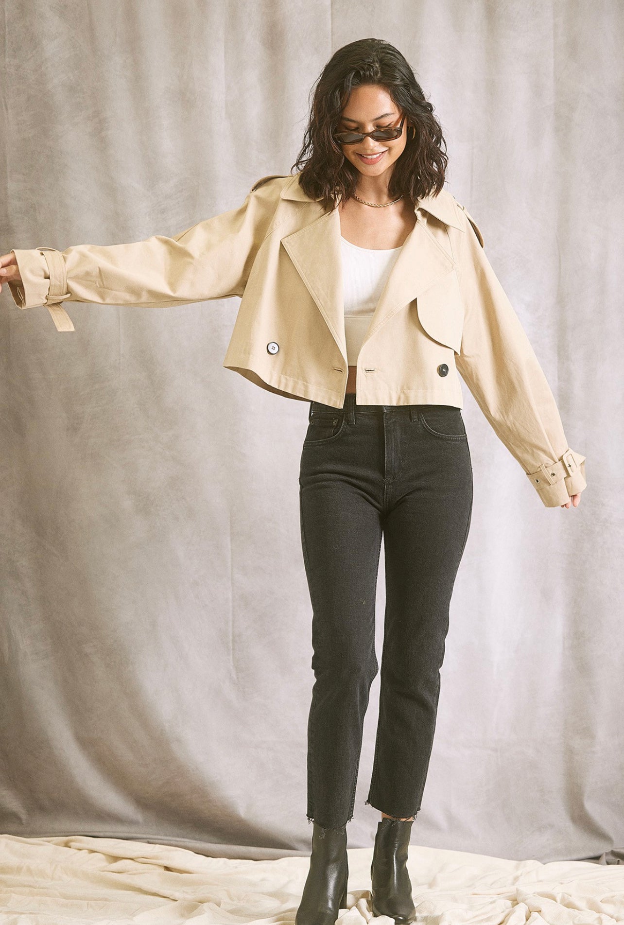 Melloday Crop Trench Coat