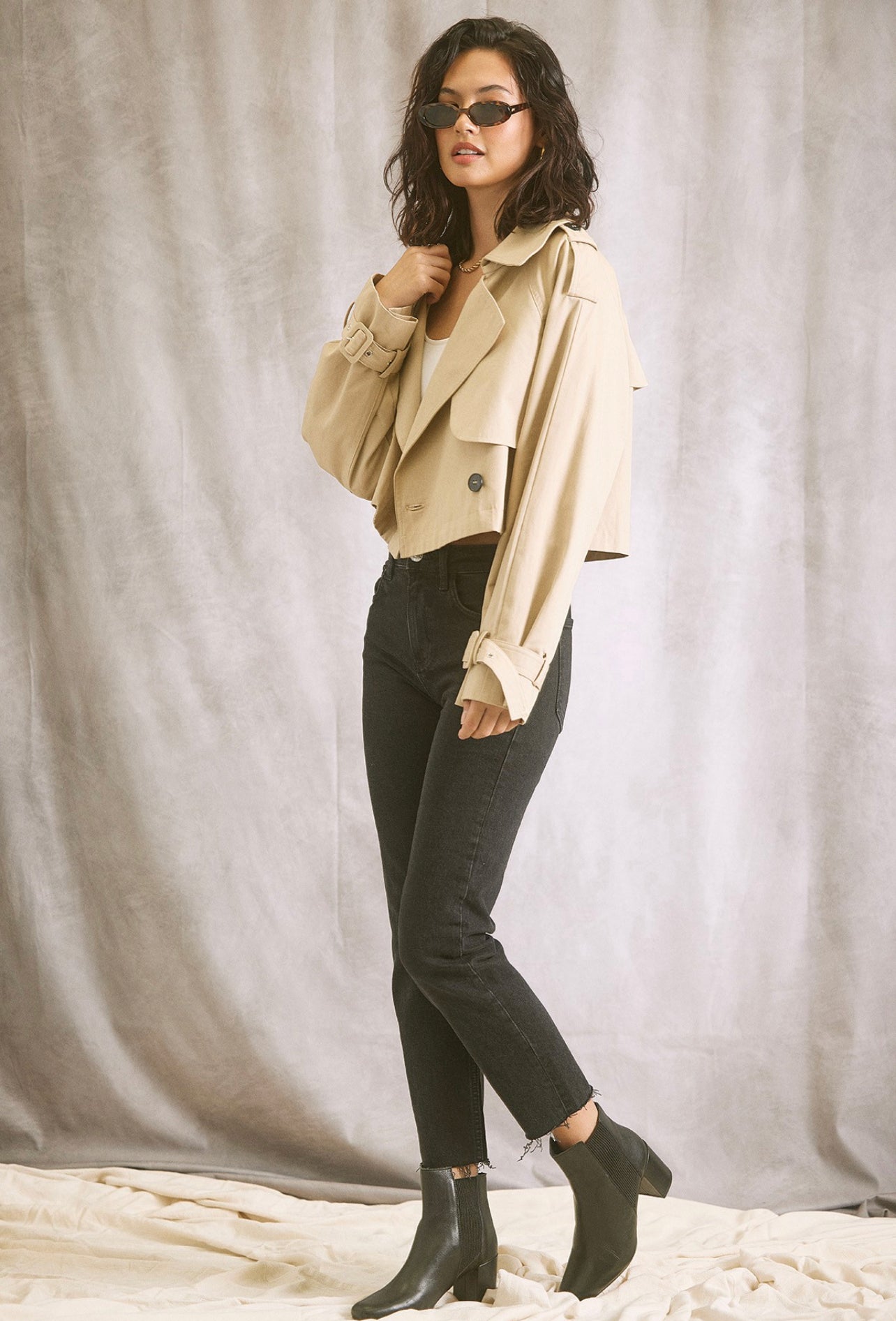 Melloday Crop Trench Coat