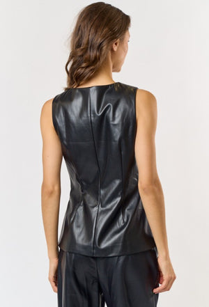 LEATHER SIDE SLIT TAILORED VEST