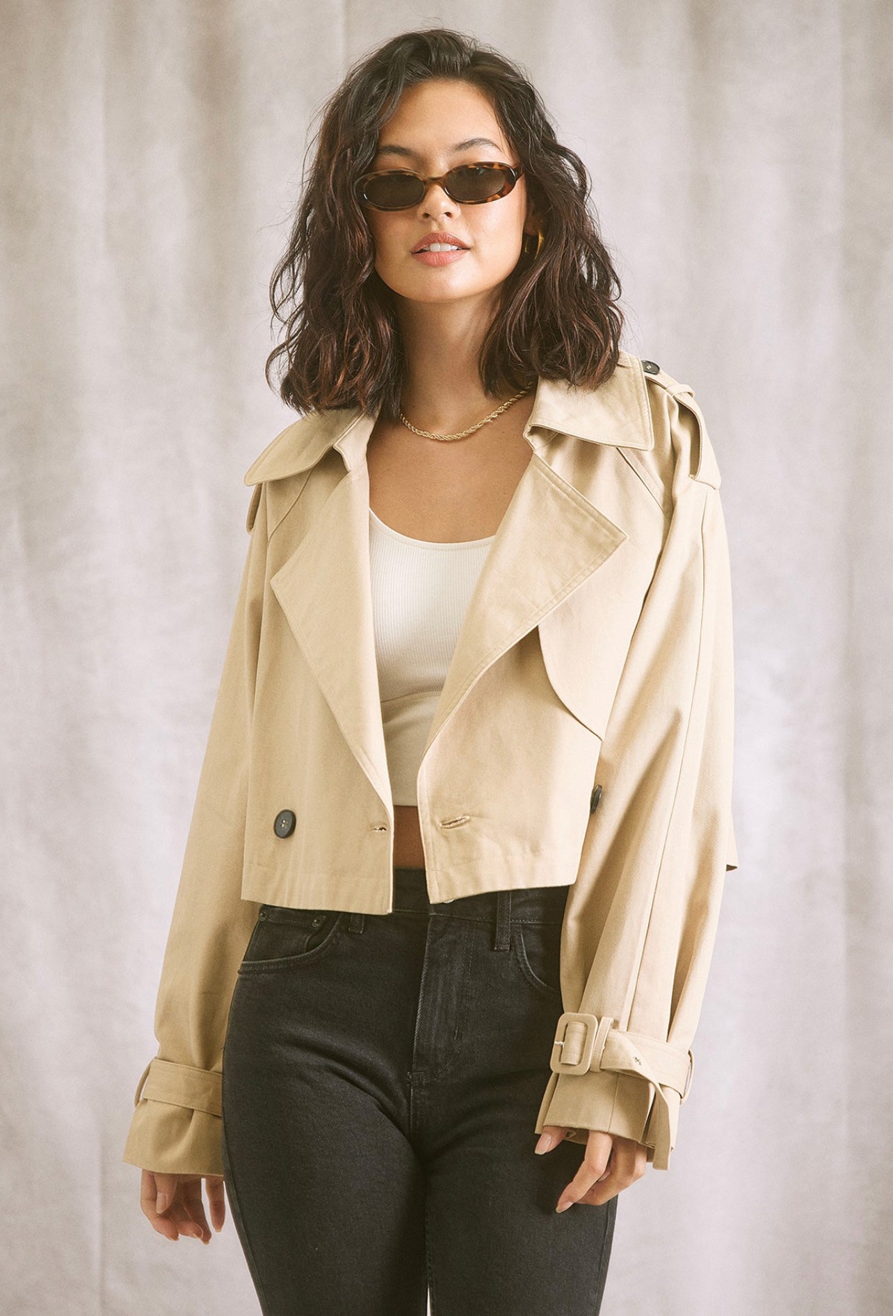 Melloday Crop Trench Coat