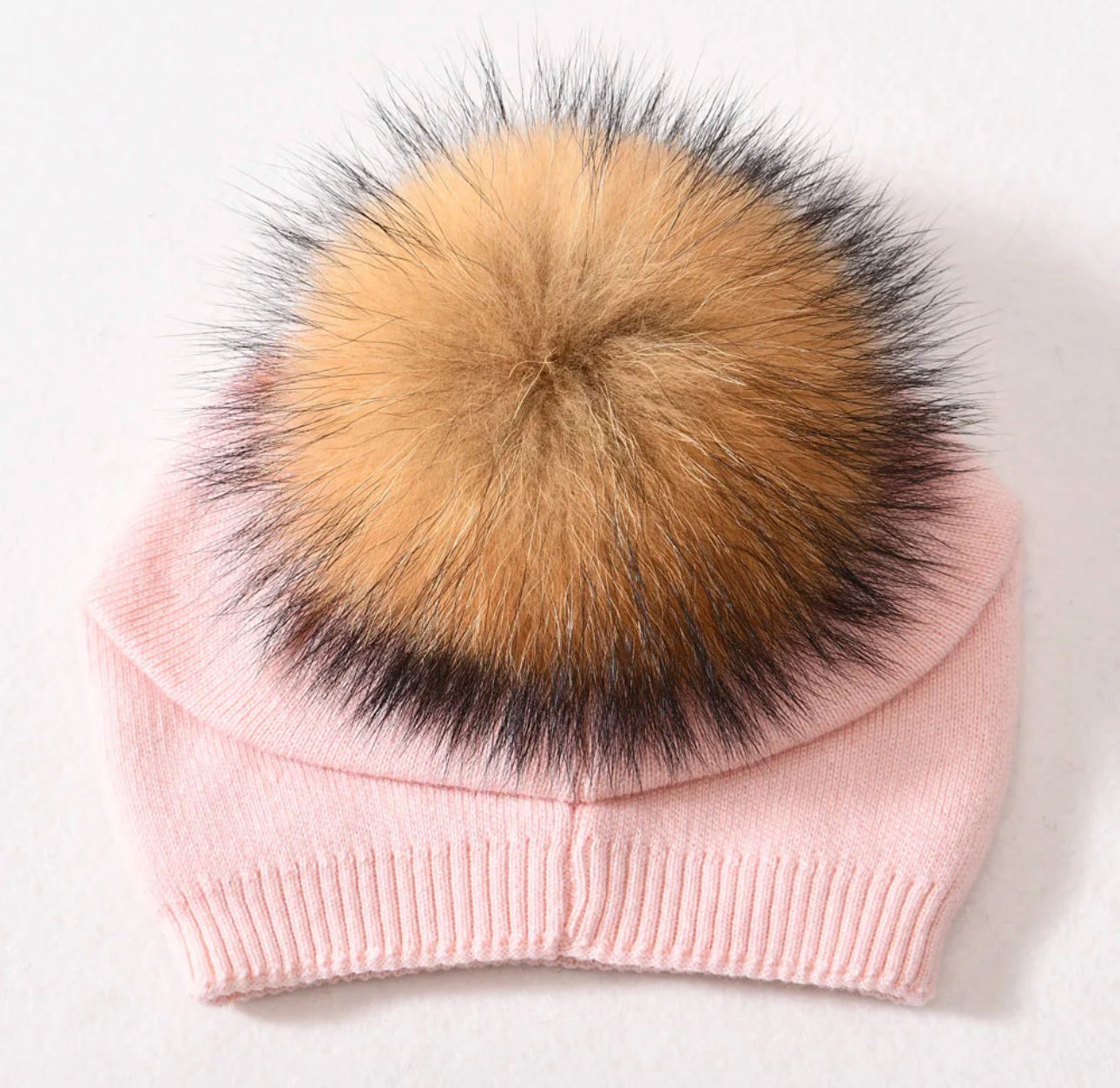 Knitted Hat With One Fur Pom Beanie