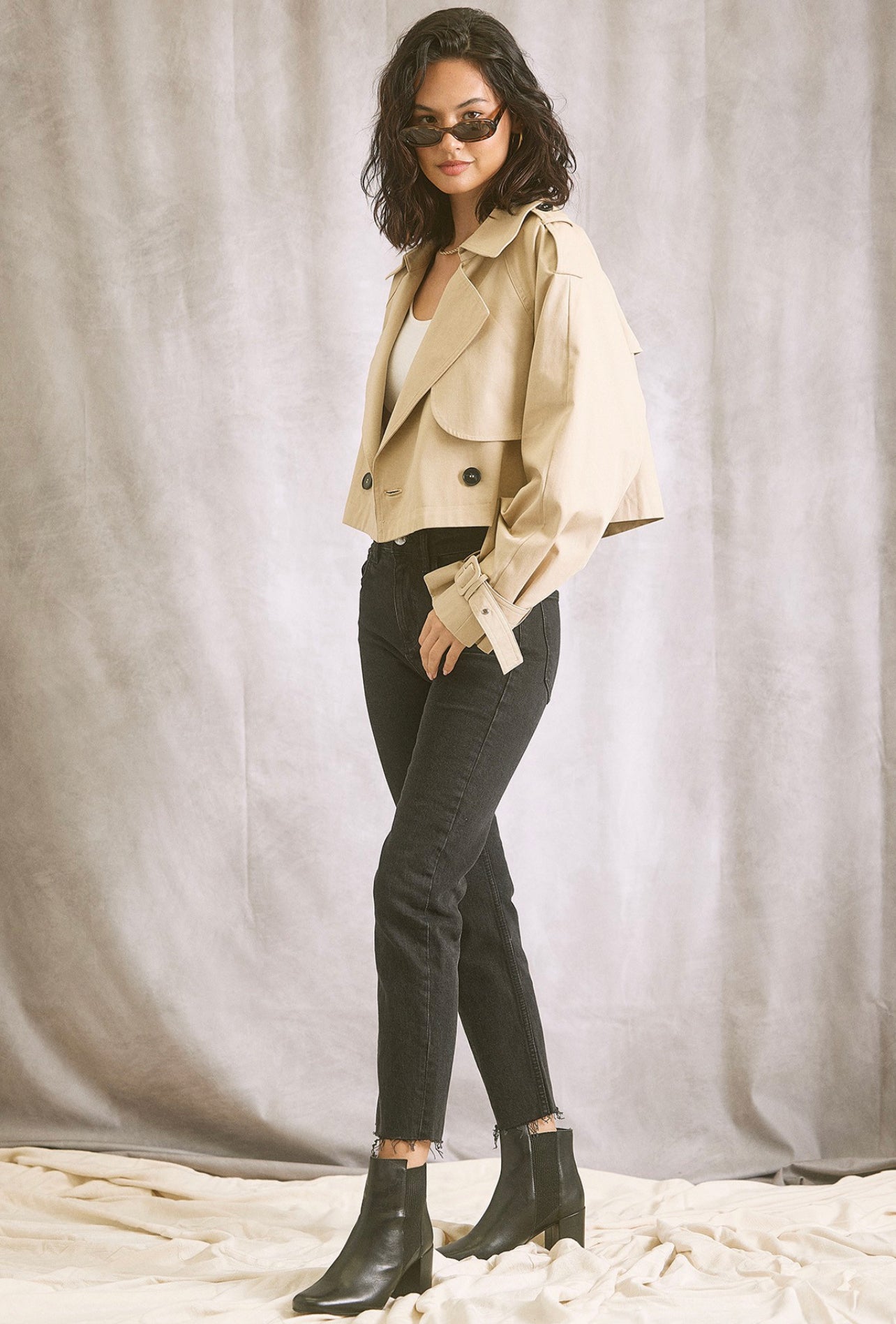 Melloday Crop Trench Coat
