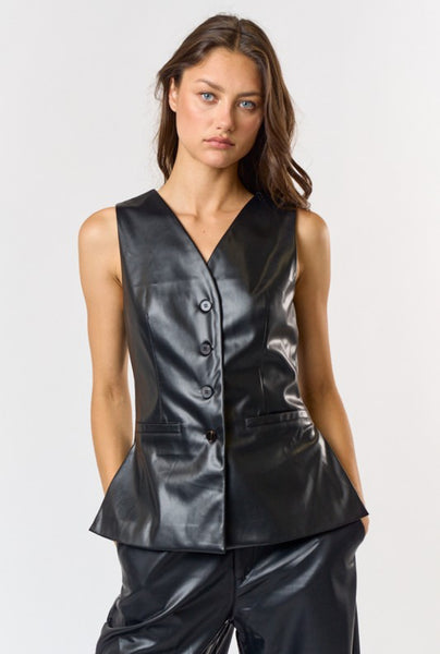 LEATHER SIDE SLIT TAILORED VEST – NDS Boutique