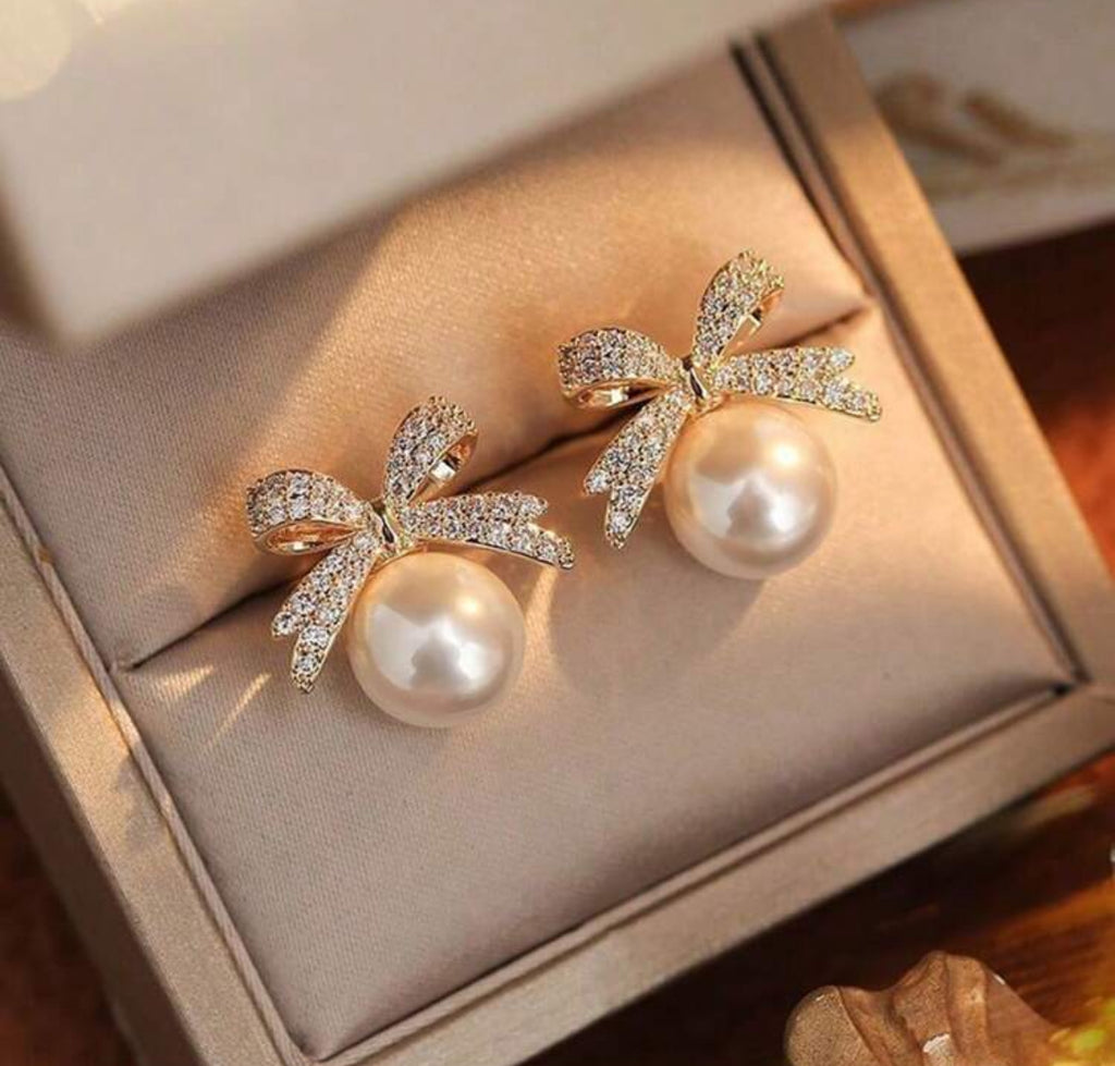 Pearl Bow Earrings