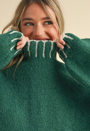 OVERSIZED MOCK NECK PULLOVER SWEATER