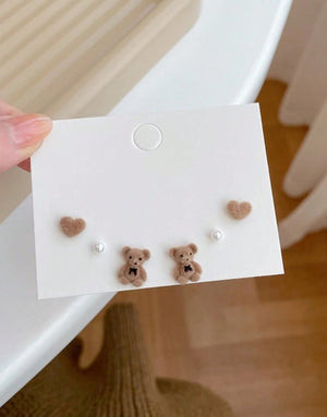 Flocked Bear Earrings