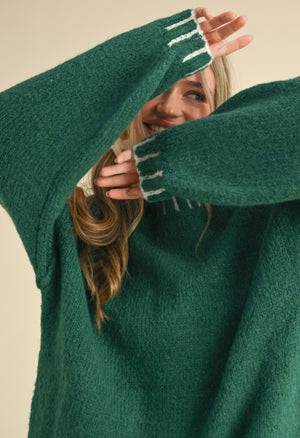 OVERSIZED MOCK NECK PULLOVER SWEATER