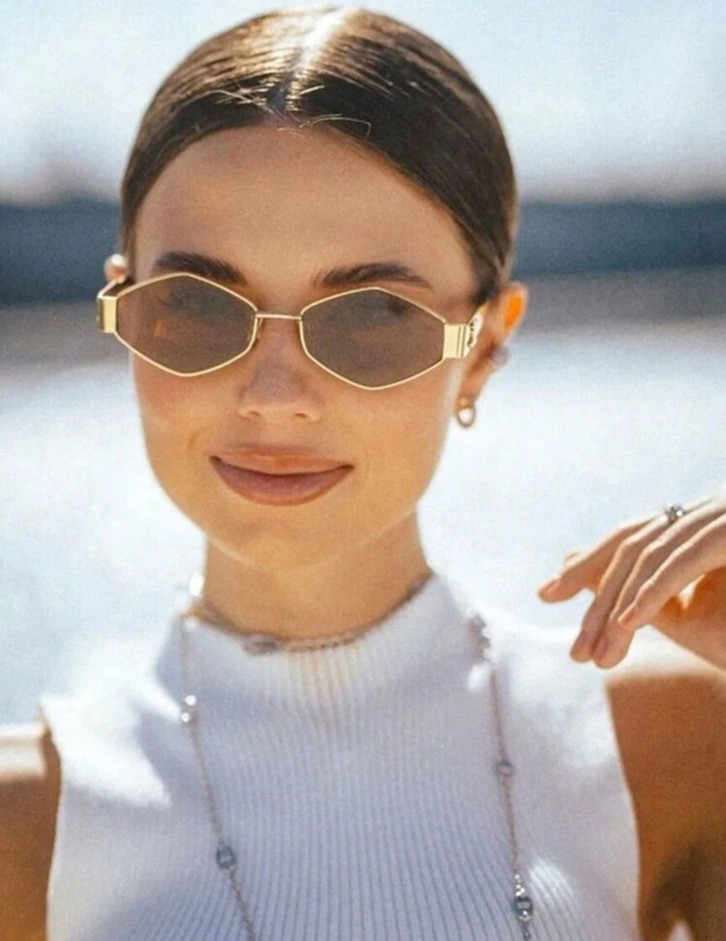 Gold Frame Brown Sunglasses