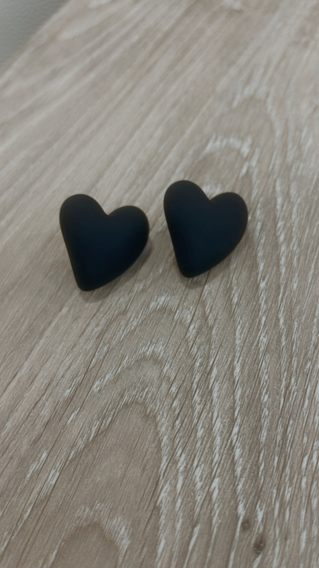 Black Big Heart Earrings