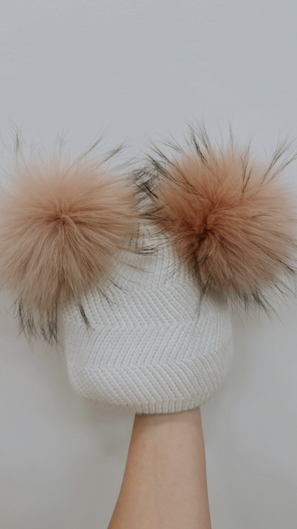 Double Fur PomPom Cashmere Hat