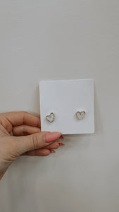 Gold/White Heart Earings