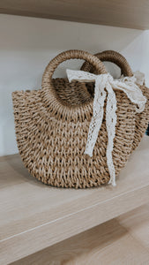 Straw Lace Bow Bag