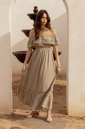 OFF-SHOULDER MIDI DRESS