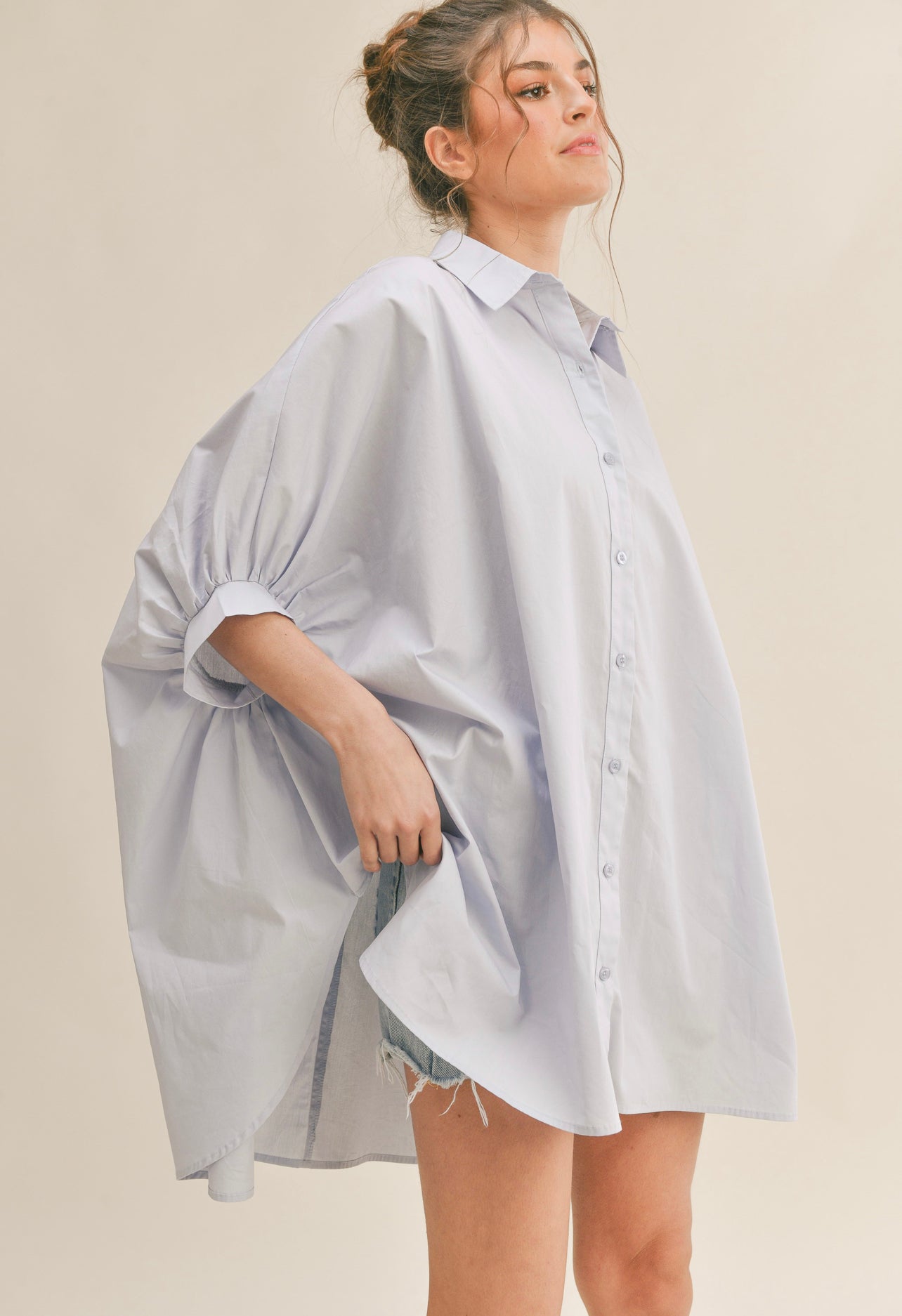 SKY OVERSIZED BUTTON DOWN SHIRT