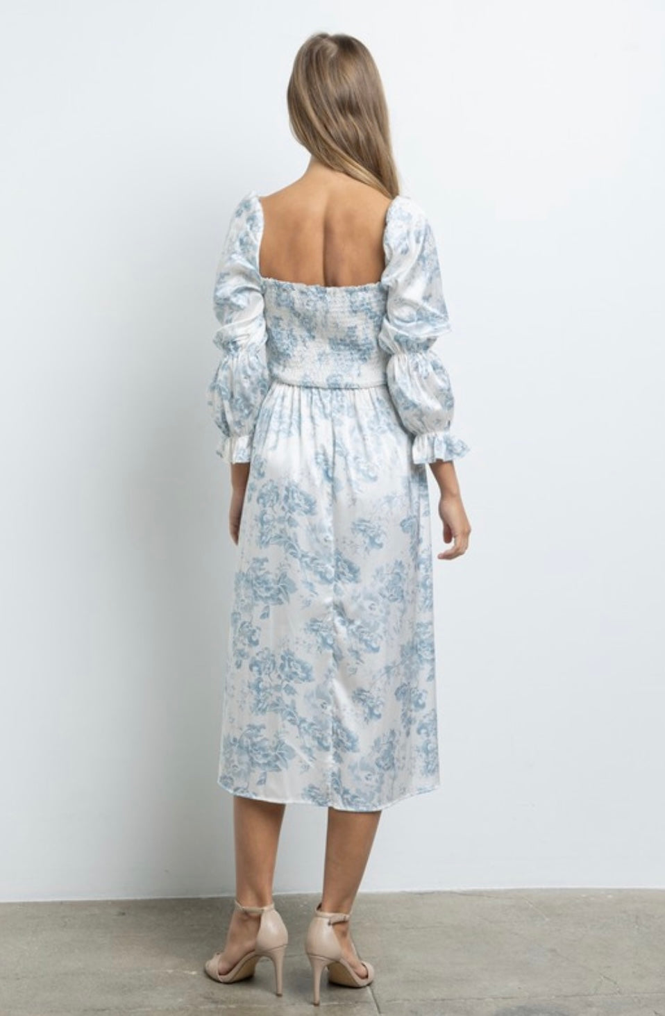 Satin floral print midi dress