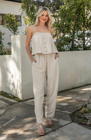Striped Linen Tank and Trousers Set