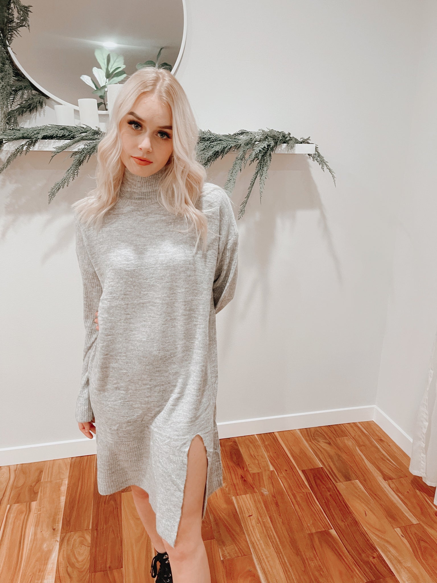 Sweater Dress With Side Slit
