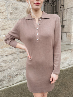 Button Up Collared Sweater Dress
