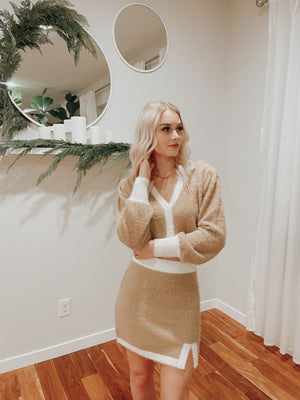 Fuzzy Color Block Bodycon Skirt
