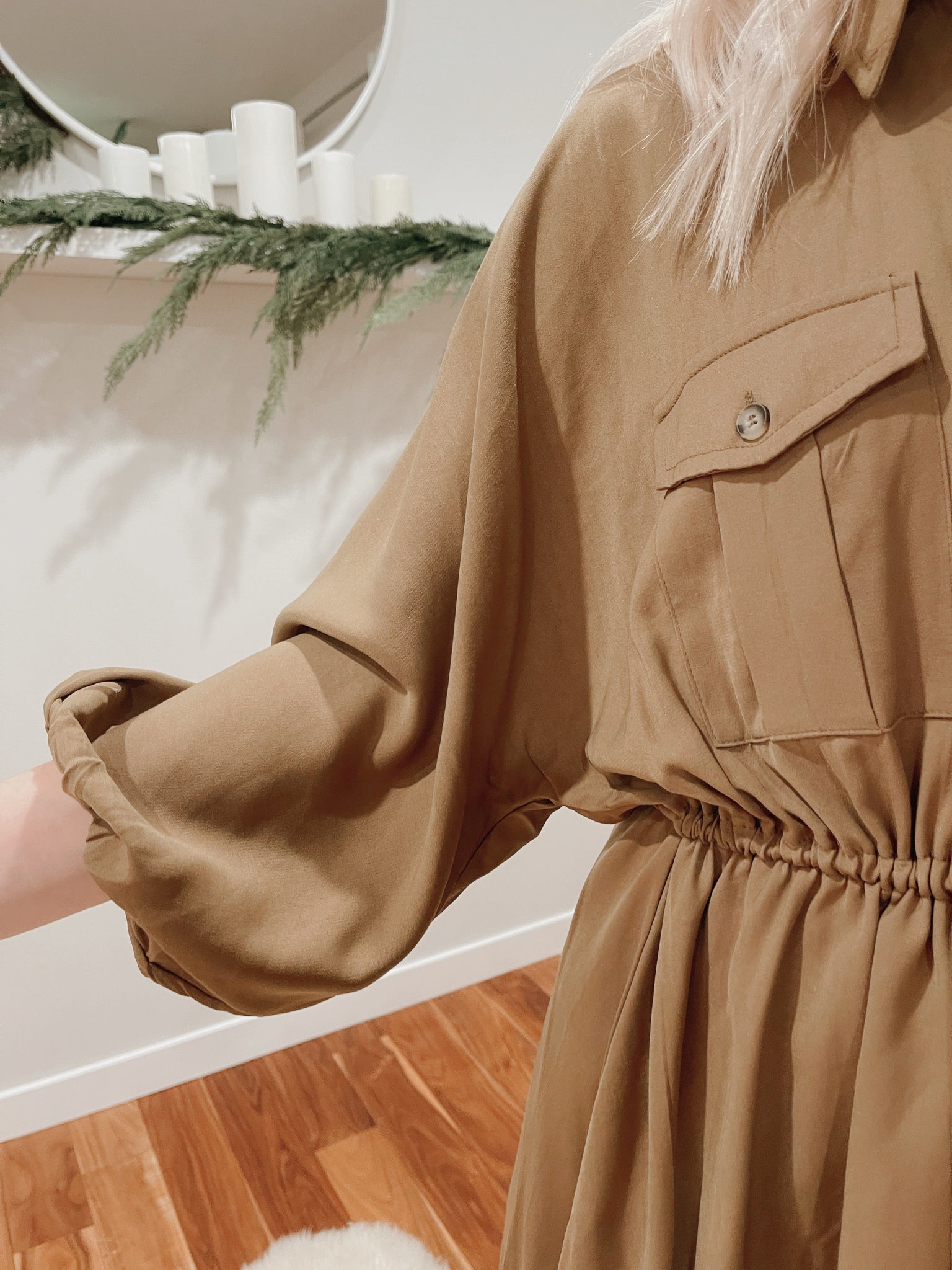 UTILITY BUTTON UP SHIRT DRESS