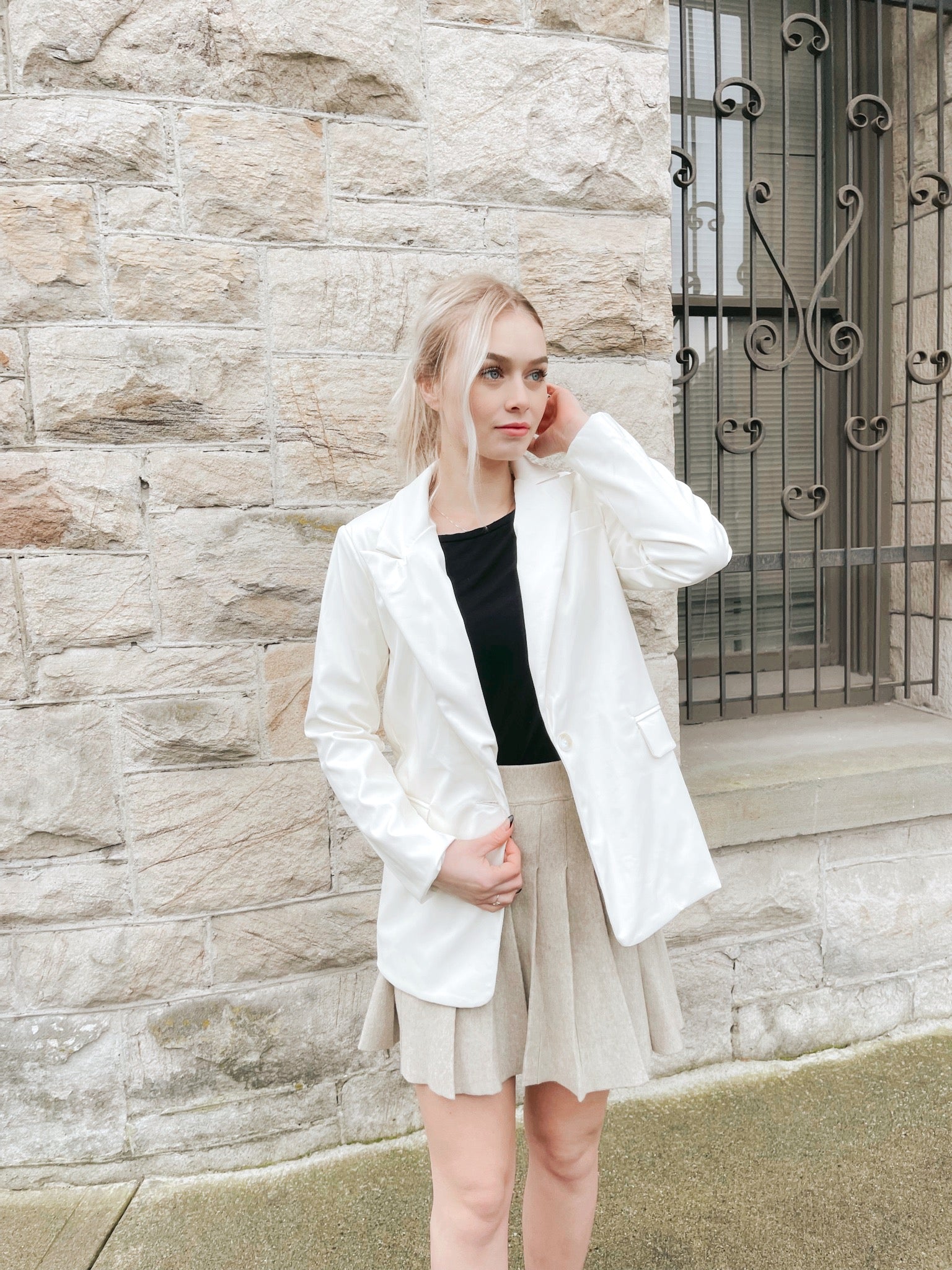 White Leather Blazer