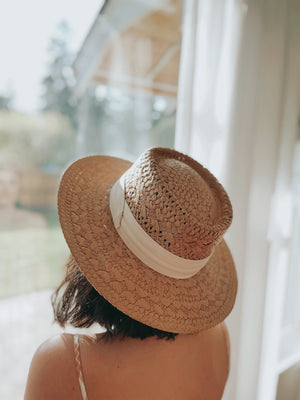 Straw Hat With Contrast Trim