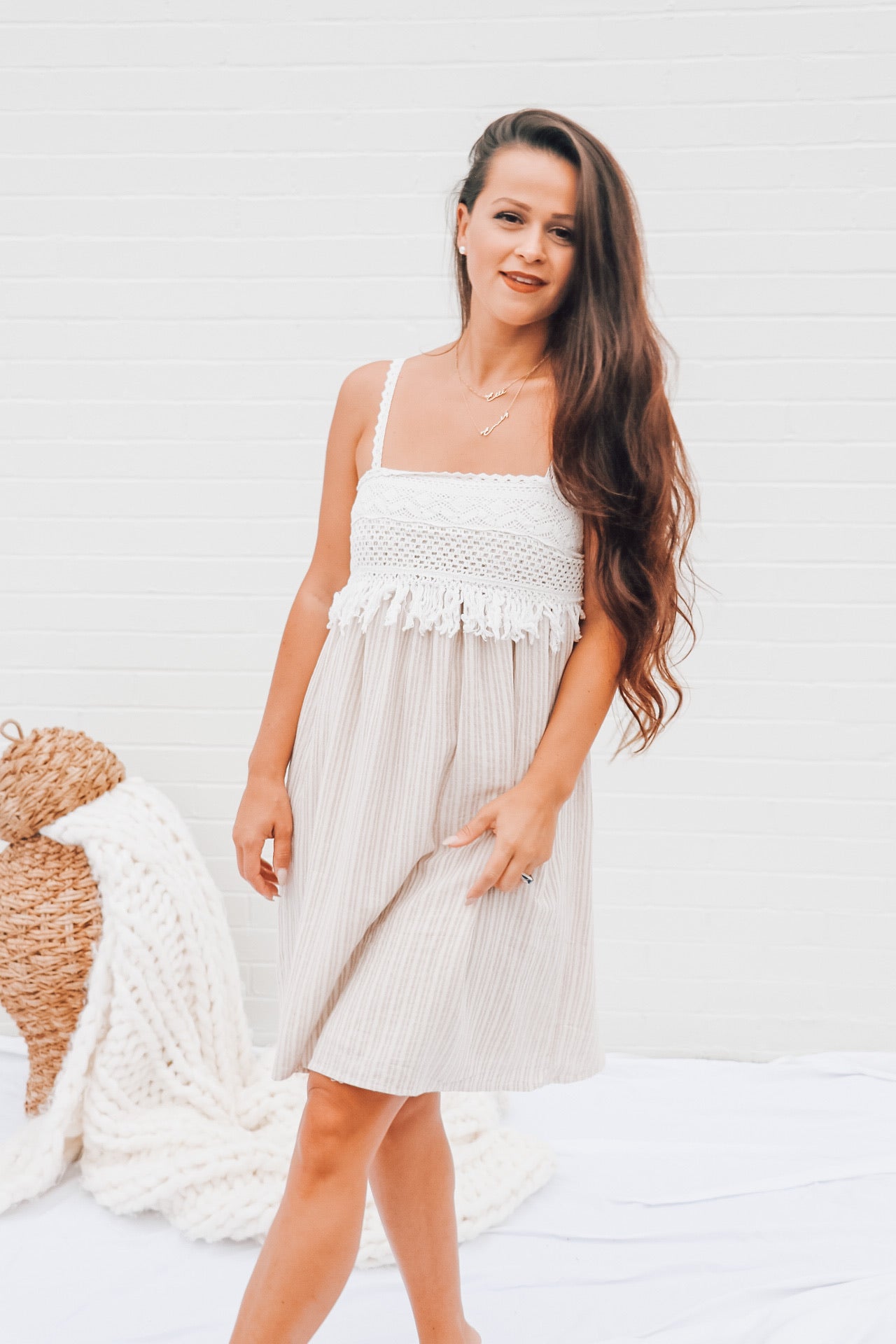 Crochet Sleeveless Dress with Fringe