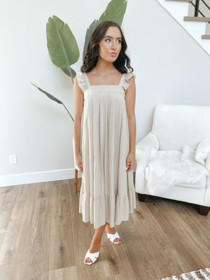 Ruffle Sleeve Midi Dress