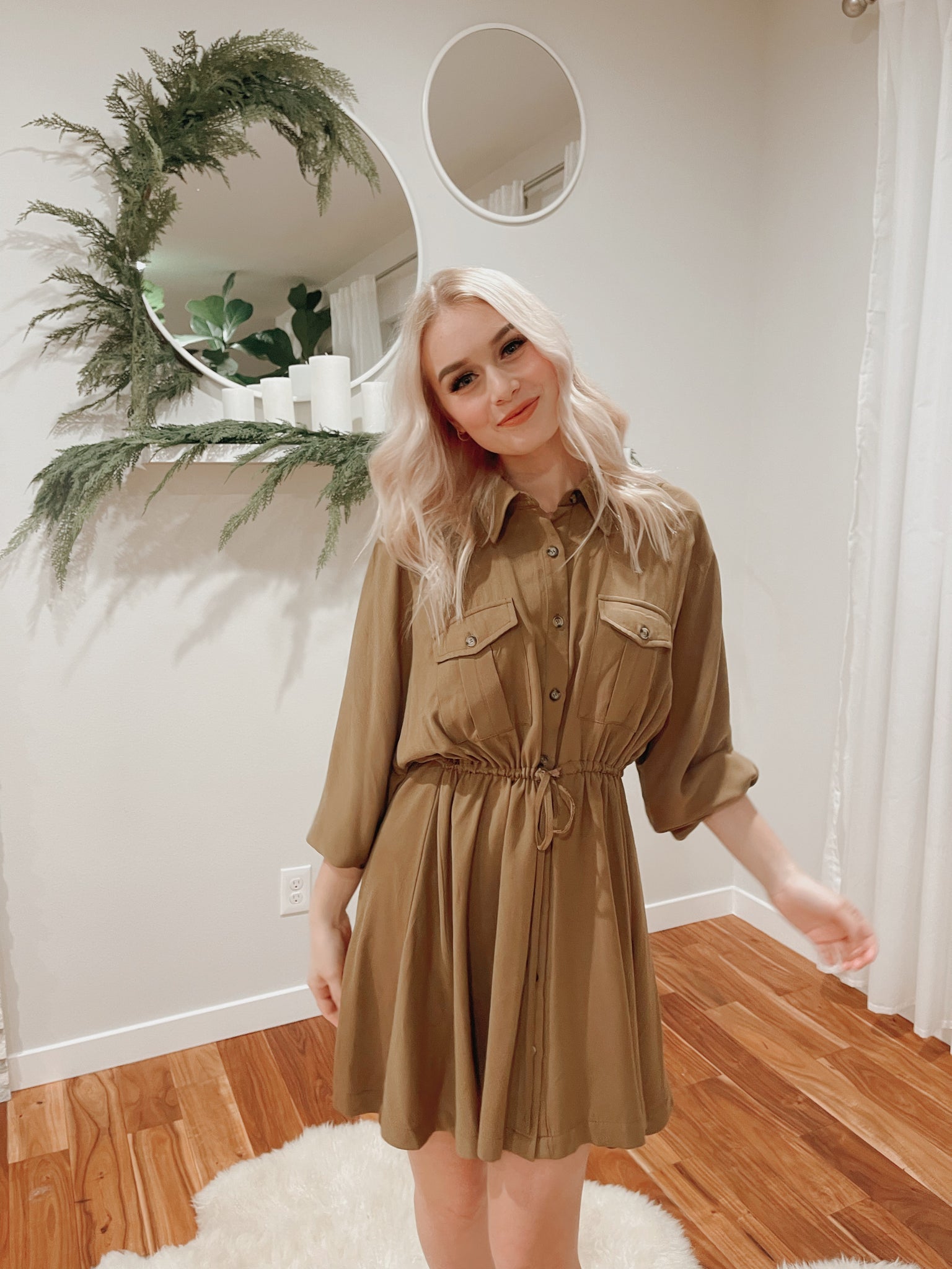 UTILITY BUTTON UP SHIRT DRESS