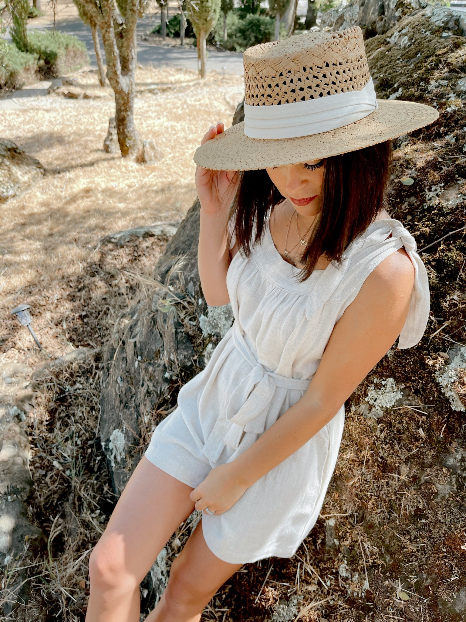 Straw Hat With Contrast Trim