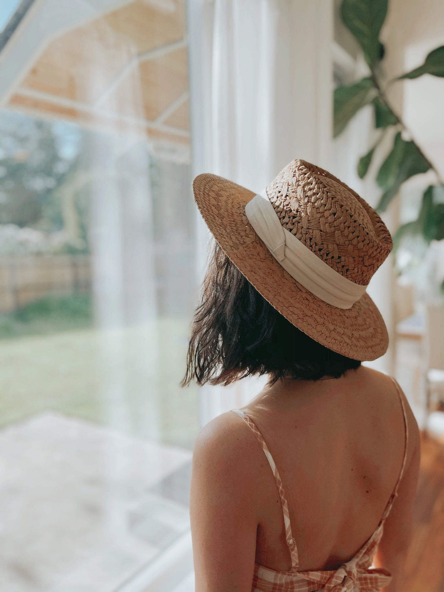 Straw Hat With Contrast Trim
