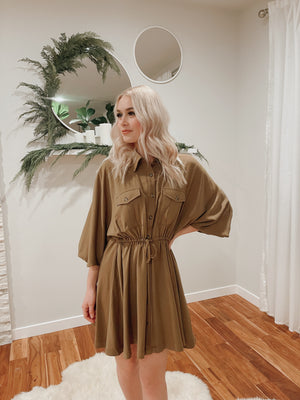UTILITY BUTTON UP SHIRT DRESS