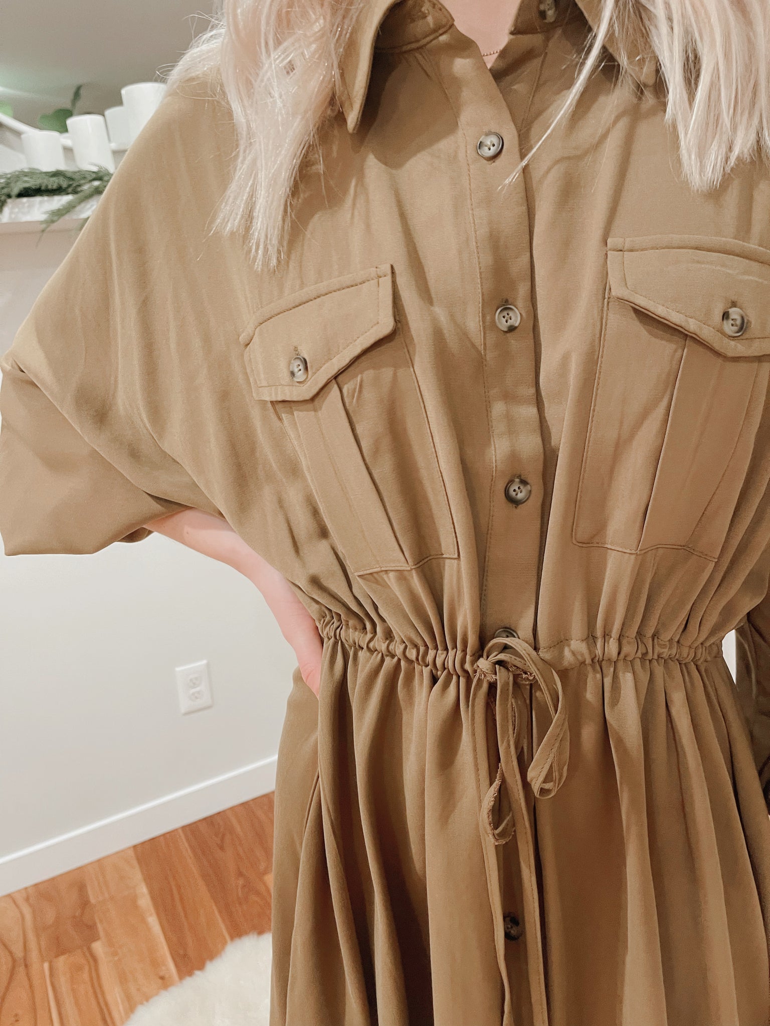 UTILITY BUTTON UP SHIRT DRESS