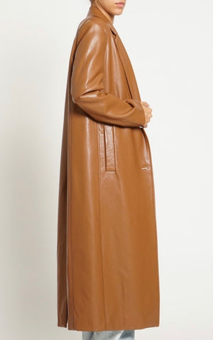 Cognac LONG PU COAT