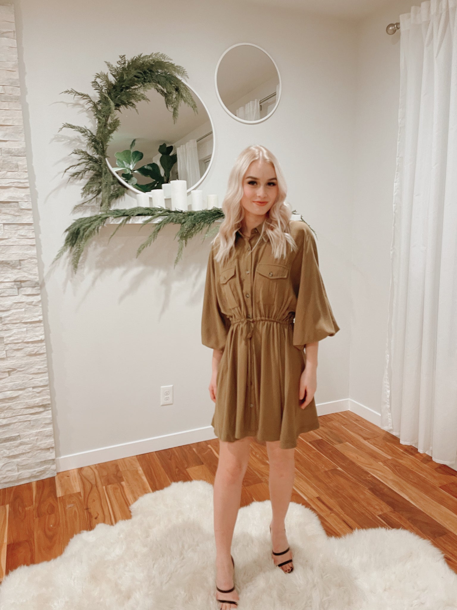 UTILITY BUTTON UP SHIRT DRESS