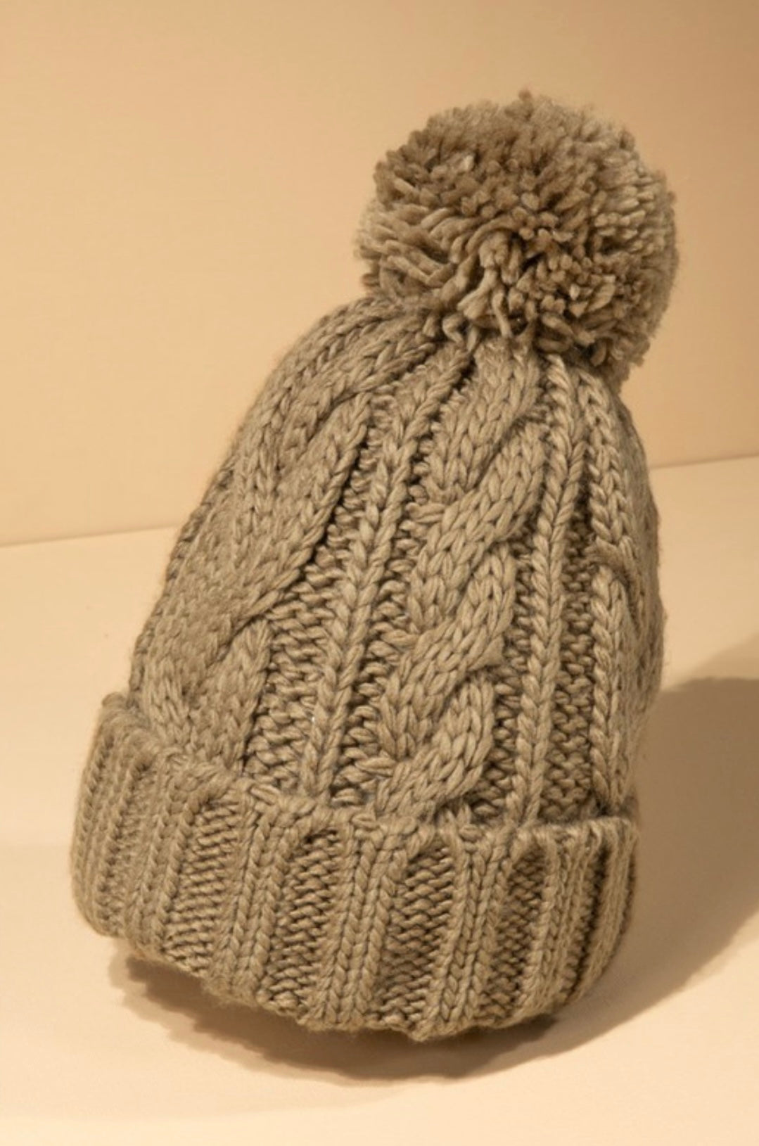 Knitted Basic Beanie with Pompom