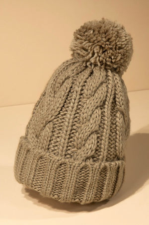 Knitted Basic Beanie with Pompom