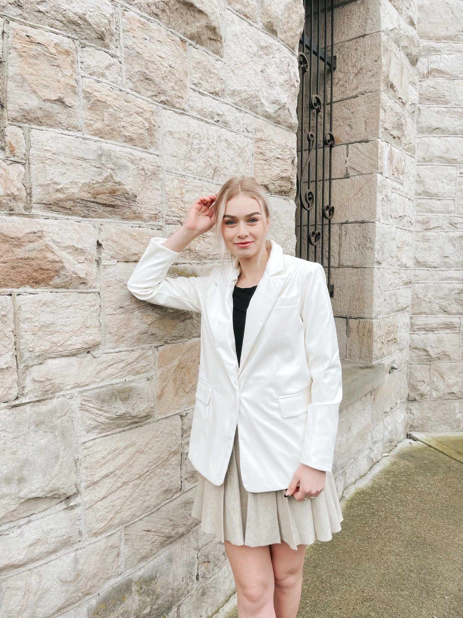 White Leather Blazer