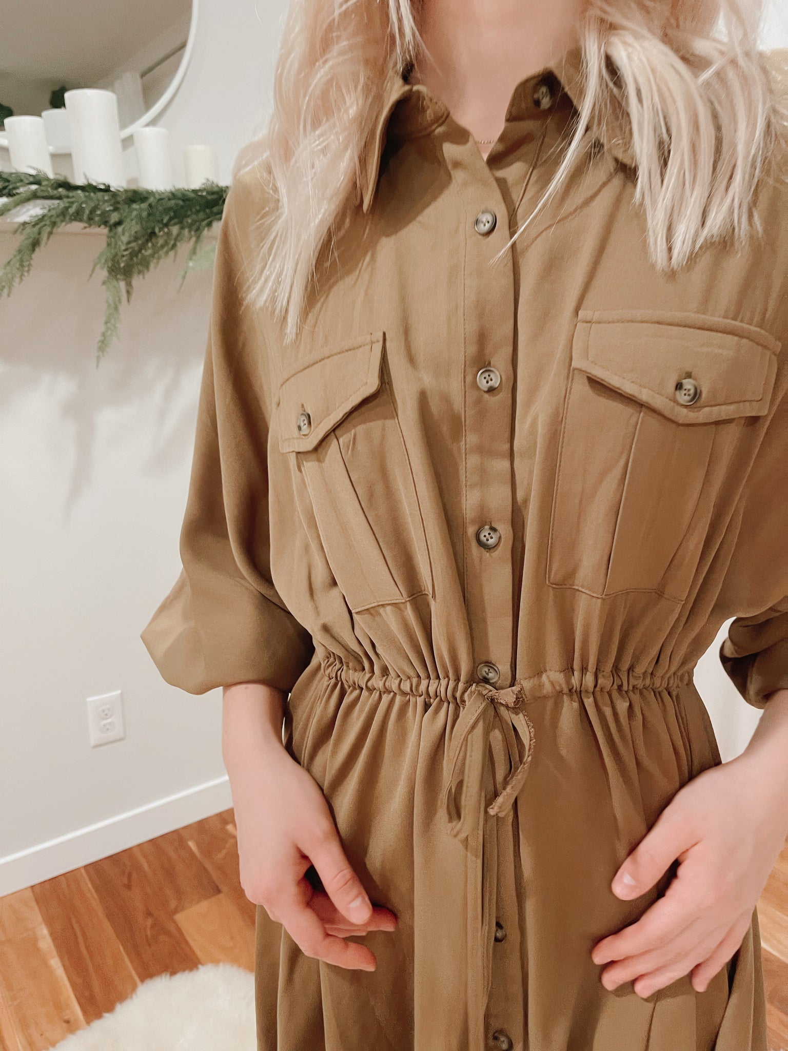 UTILITY BUTTON UP SHIRT DRESS