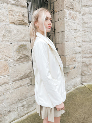 White Leather Blazer