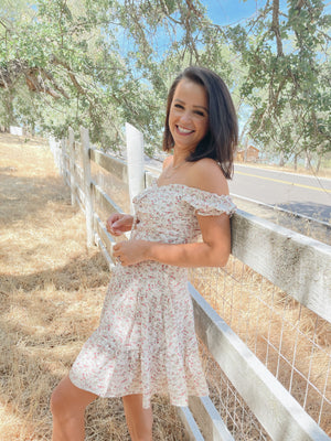 Off The Shoulder Floral Print Dress