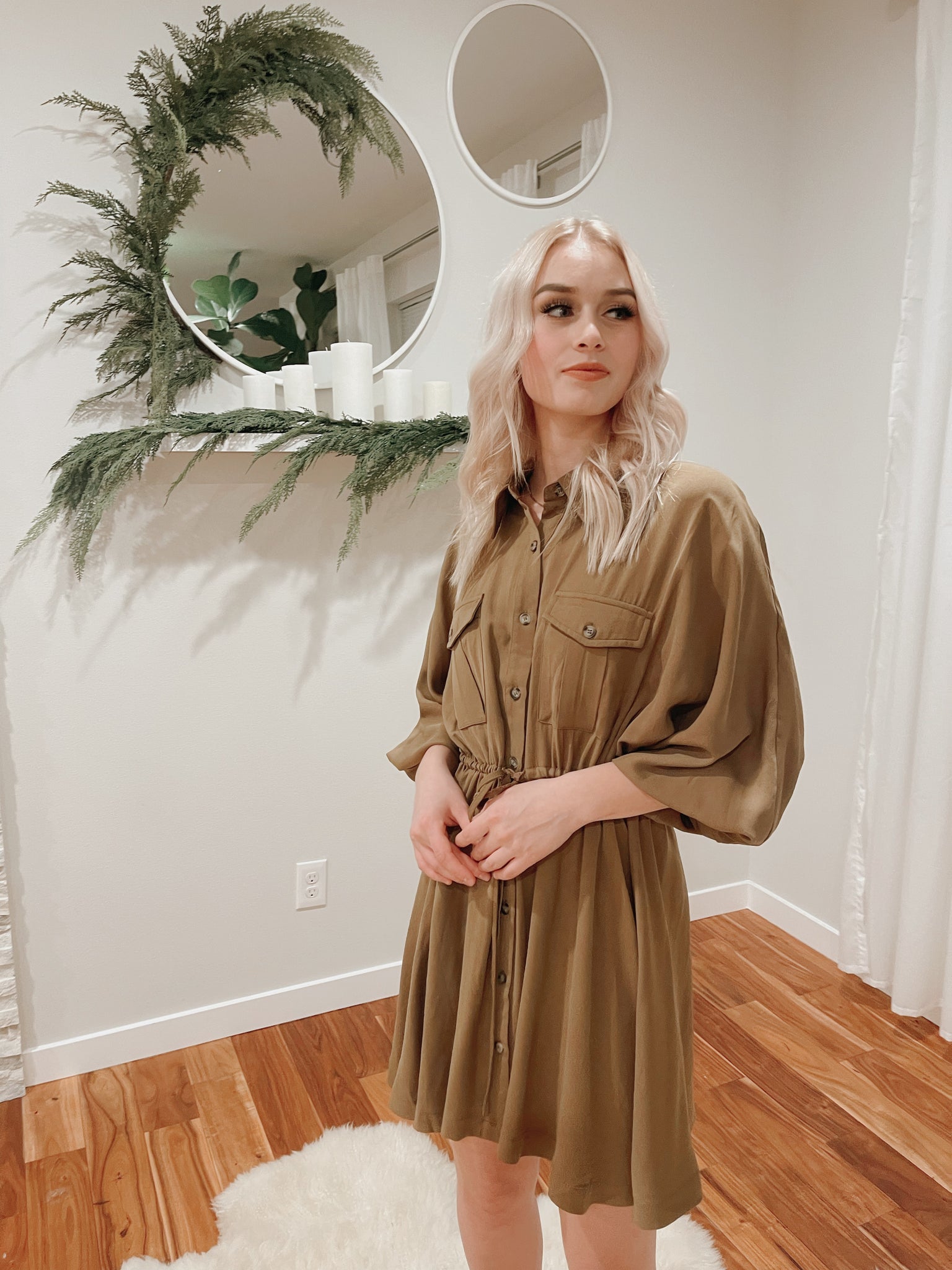 UTILITY BUTTON UP SHIRT DRESS