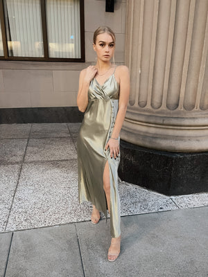 Split Side Button Trim Cami Dress