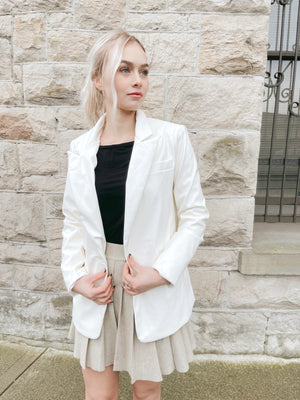 White Leather Blazer
