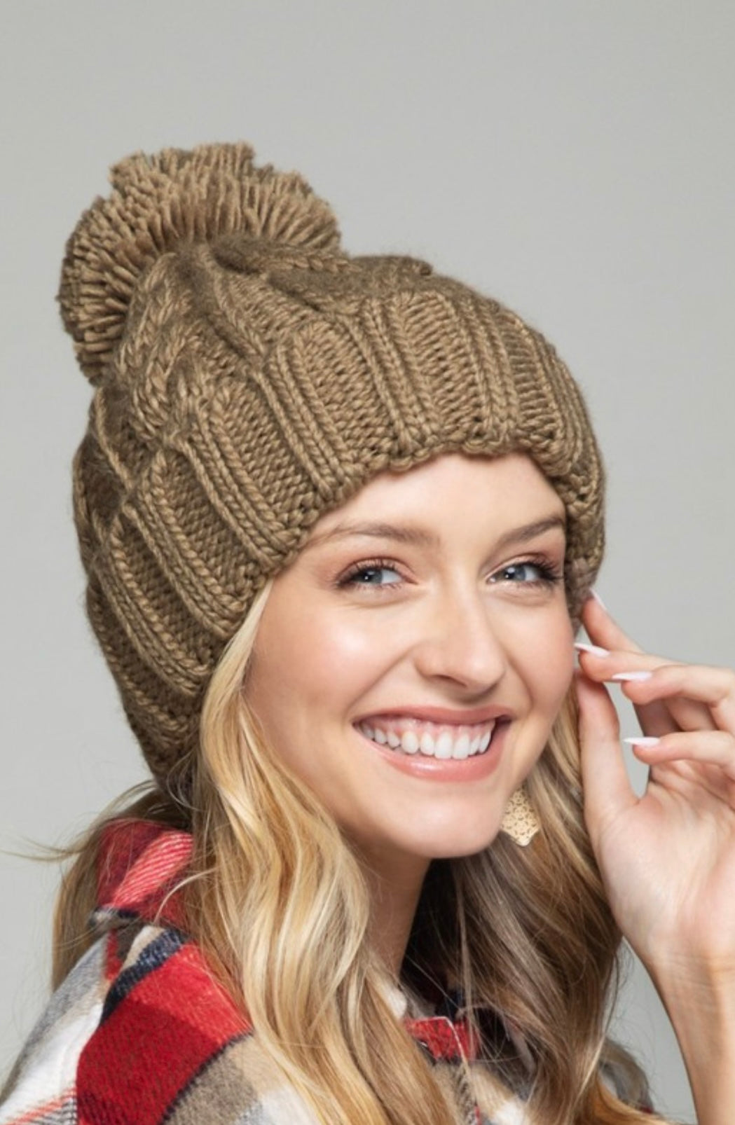 Knitted Basic Beanie with Pompom